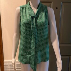 Jones New York Teal Geometric Sleeveless Blouse